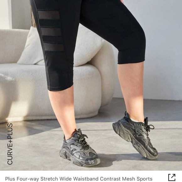 SHEIN plus size capri leggings with pockets and mesh cutouts - Picture 1 of 1